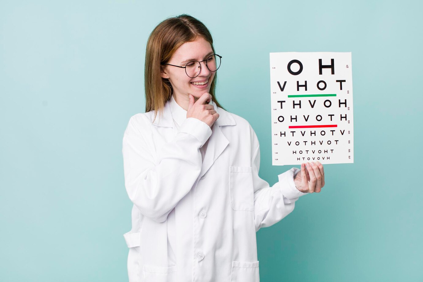 Médica segurando tabela de teste de visão - astigmatismo em crianças.