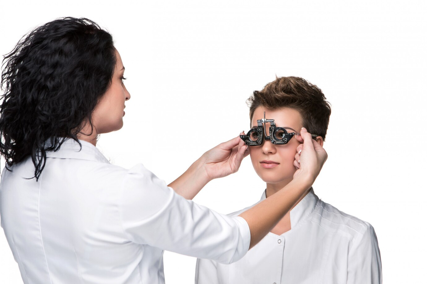 Paciente durante uma sessão de fisioterapia ocular.